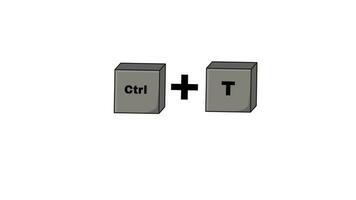 Animation of the shape of the CTRL key and T key on the keyboard video