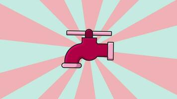 Animated water tap icon with rotating background video