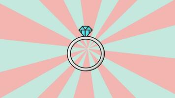 Animated diamond ring icon with a rotating background video