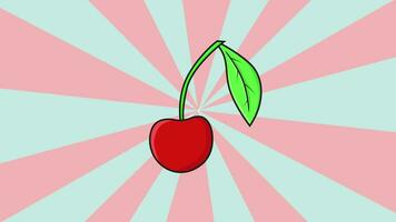 Animation of a cherry fruit icon with a rotating background video