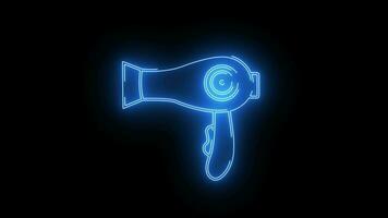 Animated icon in the shape of a hair dryer with a neon saber effect video