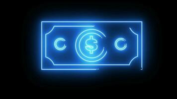 animato icona nel il forma di un' dollaro conto con un' neon sciabola effetto video