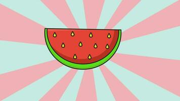 Animated icon of a slice of watermelon with a rotating background video