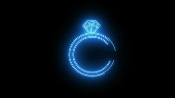 Animated icon in the shape of a diamond ring with a neon saber effect video