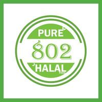 design with halal leaf design 802 vector