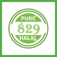 design with halal leaf design 829 vector