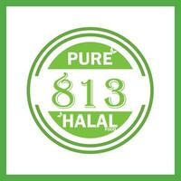 design with halal leaf design 813 vector