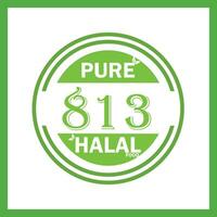 design with halal leaf design 813 vector