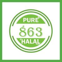 design with halal leaf design 863 vector