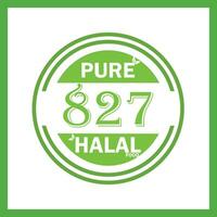 design with halal leaf design 827 vector