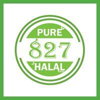 design with halal leaf design 827 vector