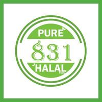 design with halal leaf design 831 vector