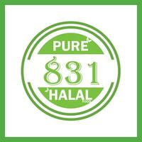 design with halal leaf design 831 vector