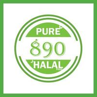 design with halal leaf design 890 vector