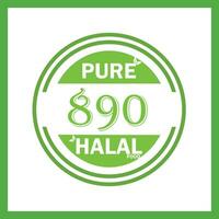 design with halal leaf design 890 vector