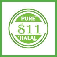 design with halal leaf design 811 vector