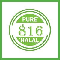 design with halal leaf design 816 vector