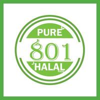 design with halal leaf design 801 vector