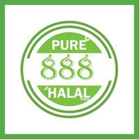 design with halal leaf design 888 vector