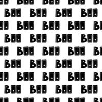 Seamless pattern with boo text for kids fabric, posters, paper. Happy halloween wrapping. Vector continuous illustration