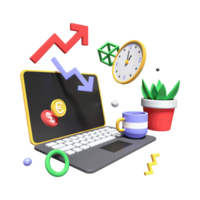 3d conception dans statistique, flèche, en haut, planant, monnaie, données, augmenter, amélioration, en cours d'analyse, économie, et financier. png