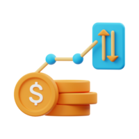 3d conception dans statistique, flèche, en haut, planant, monnaie, données, augmenter, amélioration, en cours d'analyse, économie, et financier. png