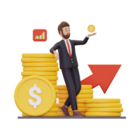 3d conception dans statistique, flèche, en haut, planant, monnaie, données, augmenter, amélioration, en cours d'analyse, économie, et financier. png