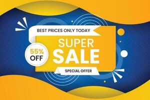 Sale discount banner set promotion with the yellow background and  super offer banner template with editable text effect vector