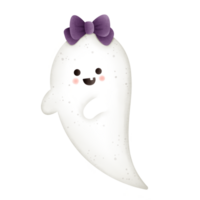 Halloween baby ghost with purple bow png