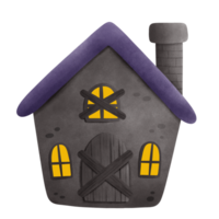 Cartoon drawing of a Halloween haunted house png