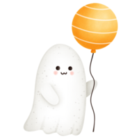 Baby ghost and orange balloon png