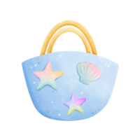 Blau Handtasche mit Seestern und Muschel png