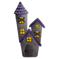 Cartoon drawing of a Halloween haunted house png