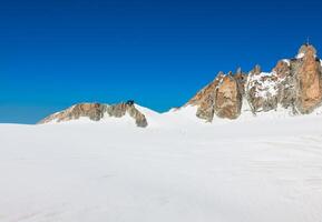 View of the rock of Aiguille du Midi, mont-Blanc, France, by beautiful weather photo