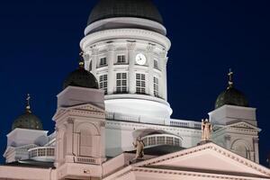 Beautiful Finnish capital Helsinki summer skyline view with saint nicholas cathedral photo