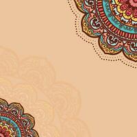 Decorative Ethnic Mandala Ornament Border with Cream Color Background vector