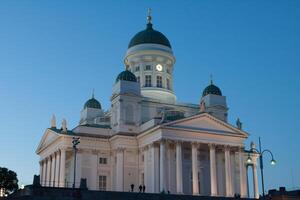 Beautiful Finnish capital Helsinki summer skyline view with saint nicholas cathedral photo