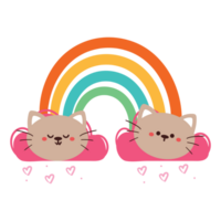 mano disegno cartone animato arcobaleno design con orso. orso arcobaleno png