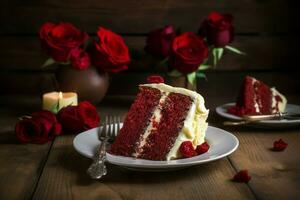 Red velvet cake. Generate ai photo