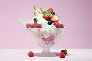 Nutritious Fresh beries yogurt. Generate Ai photo