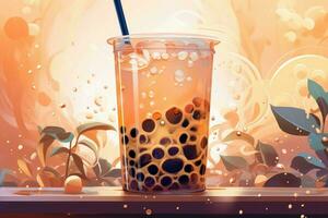 Chewy Bubble tea. Generate Ai photo