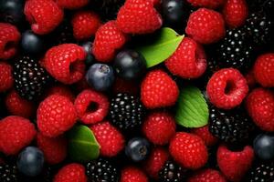 Fresh Berries red fruits mix. Generate Ai photo