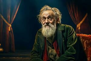 Captivating Actor old man in small theater. Generate Ai photo