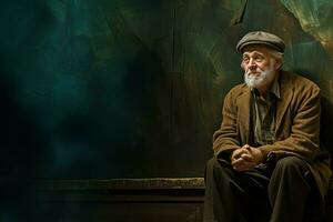 Charming Actor old man in small theater. Generate Ai photo