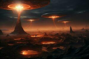 Extraterrestrial alien fantasy landscape. Generate Ai photo
