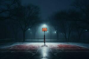 Vibrant Basketball court outdoor winter. Generate Ai photo