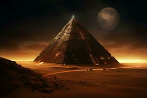 Intriguing alien stone pyramid. Generate Ai photo