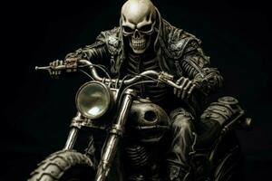 Eerie Biker demon skeleton. Generate Ai photo