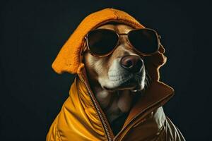 Charming Beagle wearing glasses. Generate Ai photo