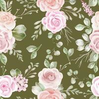 green background rose flower seamless pattern, seamless pattern background of roses vector